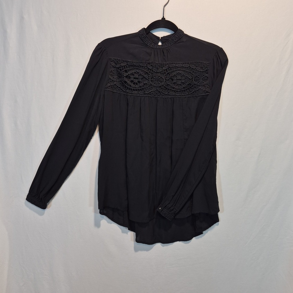 Womens Catos XS Elegant Casual Lace Mock Neck Whimsigoth Romantic Goth Dark Boho